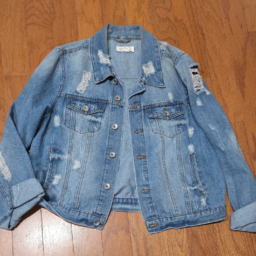 Ci Sono Blue Distressed‎ Denim Jacket